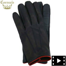 コレアーレグローブス 手袋 メンズ シープスキン ナッパレザー カシミア タッチパネル対応 グローブ Correale gloves CRM-6072（ネイビー）