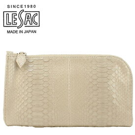 レザック クラッチバッグ パイソンレザー クラッチバッグ LE'SAC SAGGIO MINI BEIGE （ベージュ）