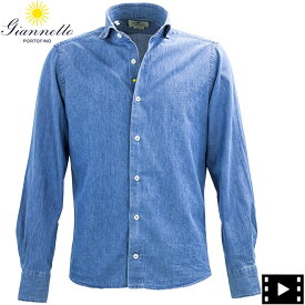 ジャンネット シャツ メンズ コットン カッタウェイ ヴィンチフィット ウォッシュ加工 シャンブレーシャツ GIANNETTO VINCI FIT 361600V84 GNT CHIA