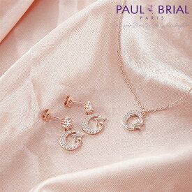 ムーンスター ネックレス ピアスセット PAUL BRIAL ポールブリアル 2点セット 月 星 ピアス ブラス ムーンスターセット ピンクゴールド キュービックジルコニア ゆれる 安心 ダイヤモンド レディース プレゼント ギフト 小さめ フランス