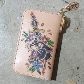 LOOSE NEEDLE Tattooing Leathers ルーズニードルタトゥーイングレザーズ【MIDLE ROUND FASTENER WALLET】ミドルラウンドファスナーウレット 牛革 サドルレザー