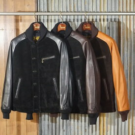 Y'2 LEATHER ワイツーレザー【TB-136】【STEER SUEDE×STEER OIL RIB JKT】ステアスエードxステアオイル リブジャケット 牛革 日本製