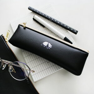 \P2倍+クーポン/POINT ワンポイント PVCレザー ペンケース|おしゃれ かわいい 高校生 中学生 入学 シンプル パンダ ハリネズミ ハート|MATOKA マトカ