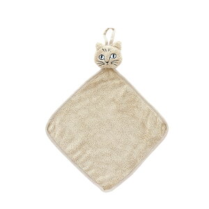 \P2倍+クーポン/松尾ミユキ キャットフェイスタオル|Face Towel タオル 雑貨 プレゼント おしゃれ かわいい 日用品 ネコ 猫 動物 ハンカチ ハンドタオル ループ付き