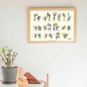 \P2倍+クーポン/LEO LIONNI レオ・レオニ B4サイズ・ポスター『Letters』木製フレームセット|インテリア 北欧 ナチュラル ブラウン 額装 レオレオニ【etc】