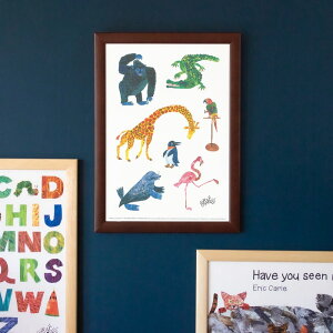 \P2倍+クーポン/ERIC CARLE:エリック カール・B4サイズ ポスター『Animals / どうぶつたち』木製フレームセット|インテリア 北欧 ナチュラル ブラウン 額装 エリックカール【etc】