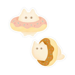 \P2倍+クーポン/FUWANEKO ふわねこ ダイカットステッカー|STICKER シール 可愛い おしゃれ スマホケース パソコン スーツケース キャリーケース 車 ねこ 猫 スイーツ ラミネート|MATOKA マト