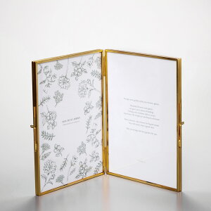 \P2倍+クーポン/RICORDO リコルド ガラスフレーム(2面タイプ)|フレーム インテリア 額縁 ゴールドブラックガラスおしゃれかわいいディスプレイ写真立てポストカードシンプル フォト