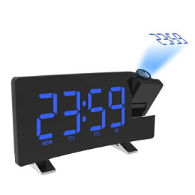 目覚まし時計 デジタル時計 時計 FMラジオ付き 投影時計 LEDデジタル LED時計 卓上時計 置き時計 大音量 スヌーズ機能 投影180°調整可能 二重アラーム 輝度制御 プロジェクタ機能 180°回転調整可能なテーブルクロックデジタル