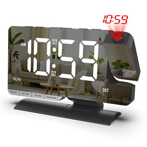 新着品 投影時計 プロジェクタークロック デジタル ACアダプター式目覚まし時計 ベッドルーム適用 デジタルアラームクロック 使いやすい スヌーズ機能付き 調光器 12/24H調整可能