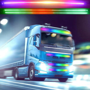24vトラック専用流れるLEDテープライト LEDイルミネーションRGB変色ライト アクセサリーランプ1枚2.4m 防水LED車内装飾ライト トラック外装パーツ