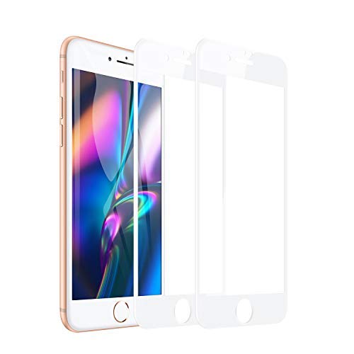 Asodii iPhone7 強化ガラス iphone8 ガラスフイルム  6Dラウンドエッジ加工 業界最高硬度9H 高透過率 3D Touch対応 自動吸着 気泡ゼロ 強化ガラス液晶保護フィル 全面フルカバー 4.7インチ対応 ホワイト（白）<br>
