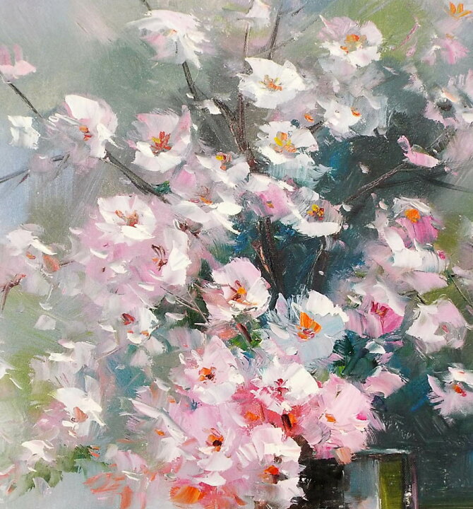楽天市場】花の絵 絵画 油絵 アートパネル開業祝い 開院祝い「桜の花 