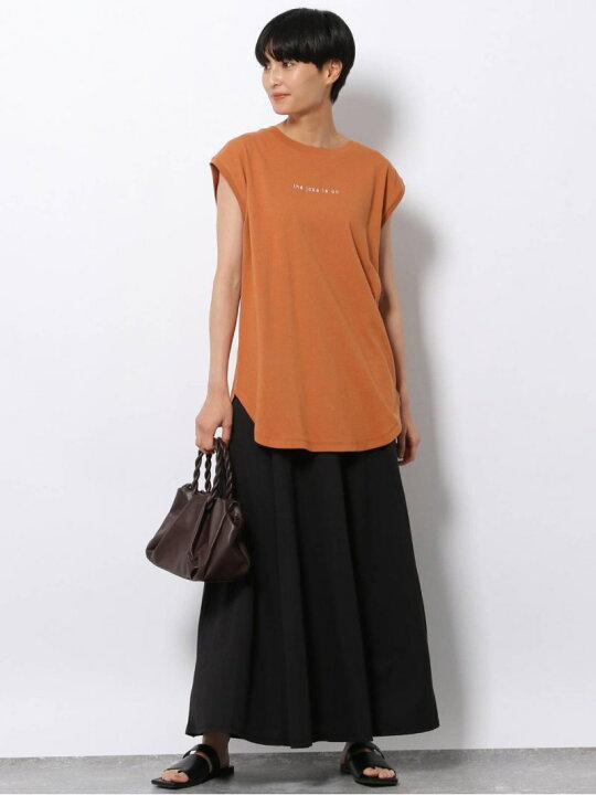 楽天市場 Sale 58 Off W フリーハンドイラストノースリt Lakole ラコレ カットソー ノースリーブカットソー オレンジ グレー ベージュ ホワイト Rba E Rakuten Fashion Lakole