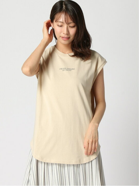 楽天市場 Sale 58 Off W フリーハンドイラストノースリt Lakole ラコレ カットソー ノースリーブカットソー オレンジ グレー ベージュ ホワイト Rba E Rakuten Fashion Lakole