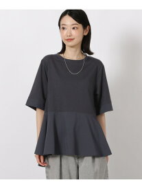 【SALE／43%OFF】異素材きりかえ半袖 LAKOLE ラコレ トップス カットソー・Tシャツ ワインレッド グレー ベージュ【RBA_E】[Rakuten Fashion]