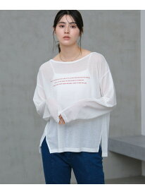 シアーアソートグラフィック長袖 LAKOLE ラコレ トップス カットソー・Tシャツ グレー ホワイト ベージュ[Rakuten Fashion]