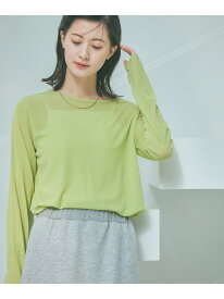 スラブシアー長袖T LAKOLE ラコレ トップス カットソー・Tシャツ ブルー ブラック グレー ホワイト ピンク グリーン[Rakuten Fashion]