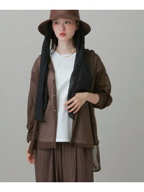 シアーフードシャツ LAKOLE ラコレ トップス シャツ・ブラウス ホワイト レッド ブラック ブルー ブラウン【先行予約】*【送料無料】[Rakuten Fashion]
