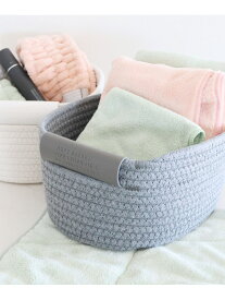 ロープ&フェイクレザーバスケット(M) LAKOLE ラコレ インテリア・生活雑貨 収納用品・棚・ラック グレー ホワイト[Rakuten Fashion]