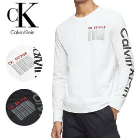 カルバンクライン CALVIN KLEIN ロンT 長袖 Tシャツ 袖ロゴ メンズ クルーネック 丸首 ロゴ 長袖 綿・コットン 人気 ブランド ホワイト ブラック ストリート ルームウェア スポーツ トップス 40DM870