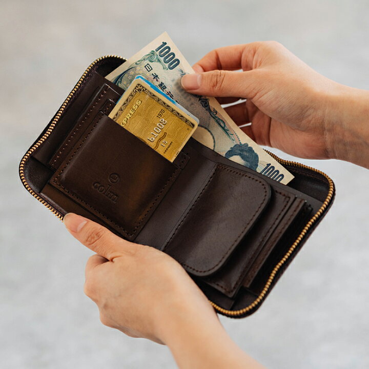楽天市場】colm コルム レザージップウォレット 二つ折り財布 ラウンド 