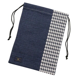 キンチャク(L) komon きんちゃく 巾着 巾着袋 B5サイズ 大 サブバッグ 旅行 給食 化粧品 御朱印帳 子供 小学校 可愛い 綿 布製 和風 和柄 日本製 プレゼント レディース メンズ 小紋柄 無地