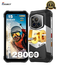 【SS限定クーポン&P5倍 63,631円~相当！】FOSSiBOT Android 15 F107 Pro SIMフリー スマホ 本体 Android 15 スマホ 30GB RAM+512GB ROM 2TB拡張可能 28000mAhの大容量バッテリー タフネススマホ 防水防塵耐衝撃 6.95インチFHD+ 大画面 アンドロイドスマホ