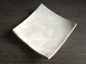 【加藤仁志】平皿 角皿S スクエア 取皿 12cm 手作り 手引き 作家 粉引き 陶器