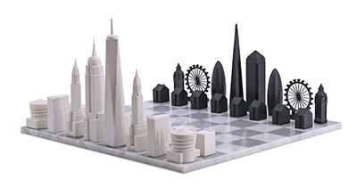 【Skyline Chess】スカイラインチェス NY vs LONDON ニューヨーク VSロンドン 大理石ボード アメリカ イギリス モダン おしゃれ 置物