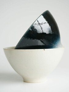 【作山窯-SAKUZAN-】-凛- 深鉢 大 <濃紺 白> サラダボウル 作山窯 日本製