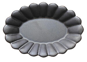 【Poterie】ポテリエ オーバルプレートS 14.8cm 鉄黒 シルバーブラック 黒 リム皿 小鉢 フラワー 陶器 日本製