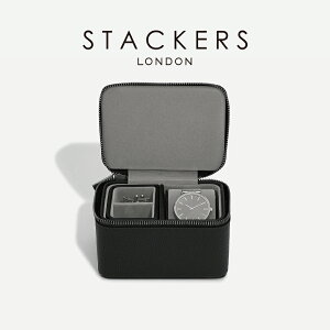 �ySTACKERS�z�����Y �E�H�b�`���J�t�X�{�b�N�X Watch��Cufflink Box �u���b�N �y�u�� Black Pebble�X�^�b�J�[�Y�@�C�M���X�@�����h��