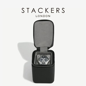�ySTACKERS�z�����Y�g���x���E�H�b�`�{�b�N�X Men's Travel Watch Box �u���b�N�y�u�� Black Pebble �X�^�b�J�[�Y�@�C�M���X�@�����h��