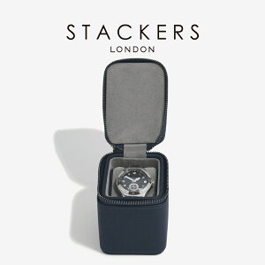 �ySTACKERS�z�����Y�g���x���E�H�b�`�{�b�N�X Men�fs Travel Watch Box �l�C�r�[ �u���[ �y�u�� Navy Blue Pebble �X�^�b�J�[�Y�@�C�M���X�@�����h��