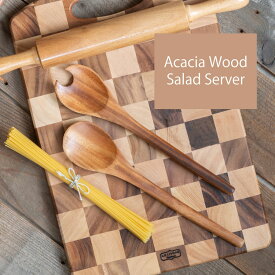 【 Acacia Wood 】サラダサーバー　木製　スプーンフォーク　セット　アカシア