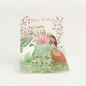 �l�R�|�X�Ή��yUP WITH PAPER�z�@3D Princes and Unicorn �v�����X�����j�R�[���@�o�[�X�f�[�J�[�h�@���a�����J�[�h�@�|�b�v�A�b�v�J�[�h�@���̃J�[�h �M�t�g�@Happy Birthday 7.5x7.5x7.5cm�@Design in USA