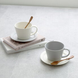 【GIFT COLLECTION】A　SAKUZAN DAYS　Sara　カップ&ソーサー　スプーン　セット　新生活セット　ギフト　クリーム　グレー　Stripe Cup&Saucer　コーヒーカップ/サラ/カフェ/磁器/日本製/陶器　ギフトコレクション