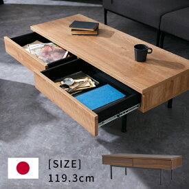 センターテーブル 120cm 国産 コーヒーテーブル テーブル 引き出し 収納 収納付き 木製 スチール シンプル 長方形 日本製 一人暮らし 新生活