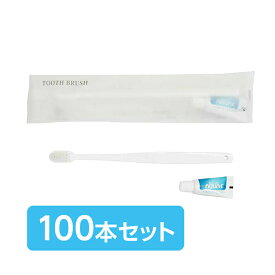 衛生的！便利♪【ホテルアメニティ】マット袋入り ハブラシセット 歯磨き粉 チューブ付 100本セット 【歯ブラシ 使い捨て ハミガキ粉 3g 付き 業務用 ハブラシ 災害 激安ブラシ 個包装 持ち運び 旅行 ホテル 宿泊施設 民泊 入院 トラベル 来客 ゲスト まとめ買い 大量】
