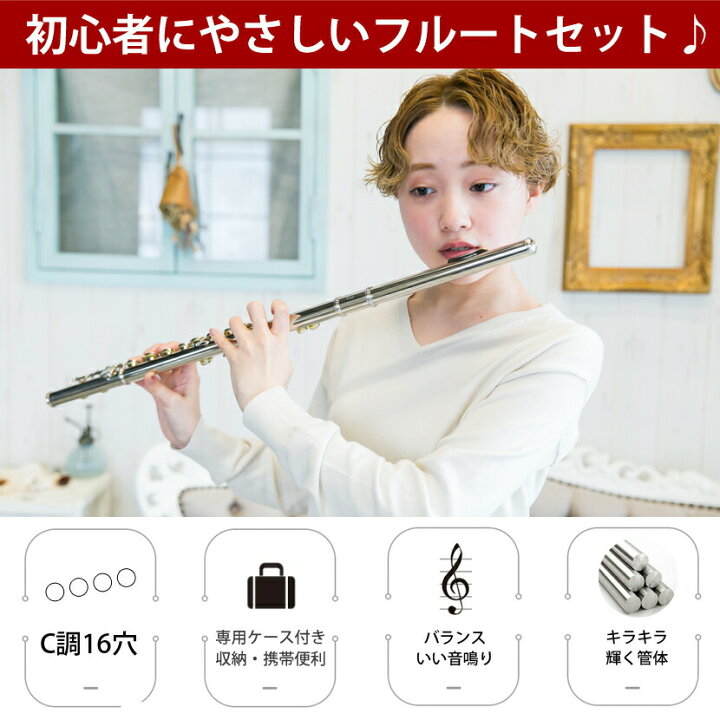 楽天市場】フルート 初心者 吹奏楽 練習用 ケース付き ニッケルメッキ 