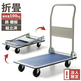 【法人宛 限定販売 2台購入でお得】PH1501 積載荷重 100kg 折り畳み スチール台車 鉄台車 組立済 完成品 キャスター 車輪 頑丈 丈夫 簡単 鉄製 スチール製 スチール台車 手押し 倉庫 工場 運搬 トレー 業務用 作業用 耐荷重 運搬台車 ビーカム