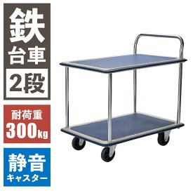 【楽天1位】 スチール台車 2段 静音 耐荷重 300kg 鉄製 頑丈 台車 鉄台車 二段 2段台車 ビーカム PH3001T-2 キャリーカート 手押し台車 業務用 倉庫 工場 運搬 大型 重量物 丈夫 大容量 サービスワゴン カート 棚付き 多段 棚板 鉄製台車 作業用 運搬車 施設 物流 整理 荷台