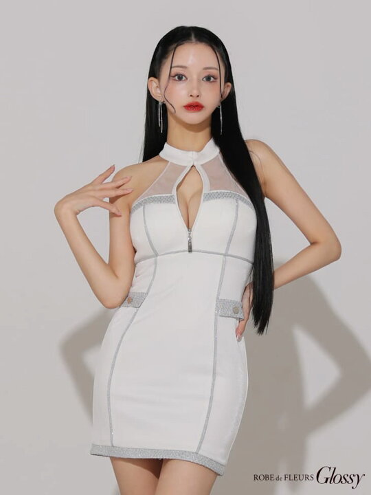 楽天市場】ROBE de FLEURS Glossy キャバドレス ラメ タイト ミニ丈 