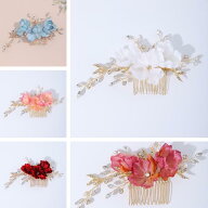 【在庫処分値下げ】ウェデイング ブライダル ヘッドドレス 花 フラワー リーフ ヘアアクセサリー コーム…