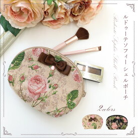 プレゼント ポーチ 薔薇 雑貨 ポーチ 小物入れ 小さい ミニ かわいい おしゃれ レディース リボン シェルポーチ ブラック ベージュ【公式】【LALUICE ルドゥーテ】