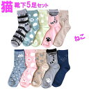 ソックス 福袋 レディース ネコ柄 猫柄 ねこ柄 5足福袋 綿 混 コットン混 【メール便 送料無料】 size:23-25cm セール 靴下 くつした くつ下 シンプル 脱げない 脱げにくい 脱げない 脱げにくい カジュアル e71【RCP】
