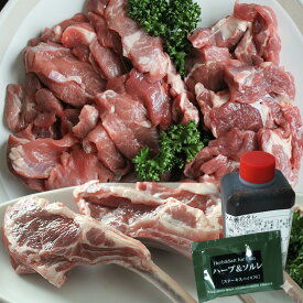 ラム肉店長一押しセット（真空パック）肩ロース200g、生ラムジンギスカン300g、ラムチョップ4本、ハーブソルト1個、ラム善特製醤油タレ