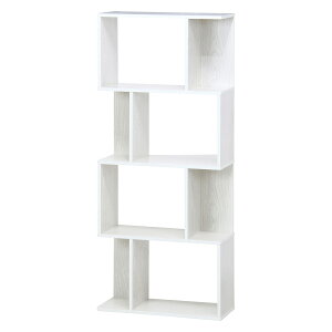 不二貿易 S型ディスプレイラック4段 ホワイトウォッシュ BOOK SHELF 4 【メーカー直送・代引不可・置配不可・配送地域限定】