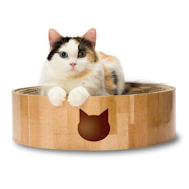 猫壱 バリバリボウル 猫柄 ライトブラウン 爪とぎ